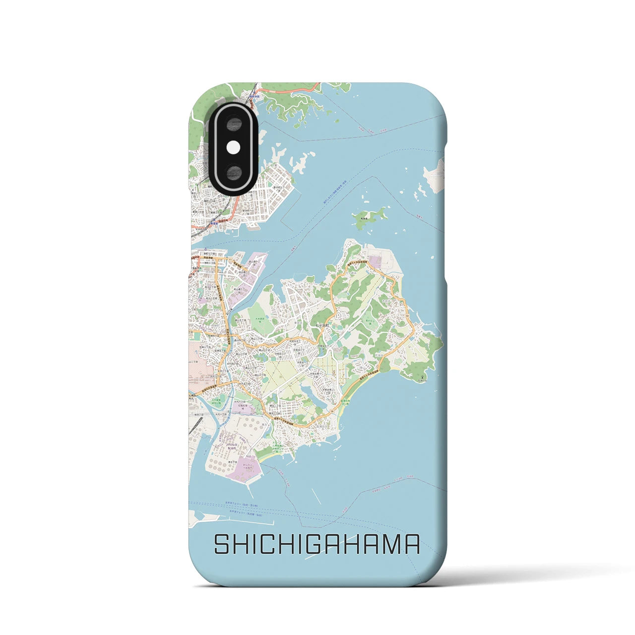 【七ヶ浜】地図柄iPhoneケース（バックカバータイプ・ナチュラル）iPhone XS / X 用