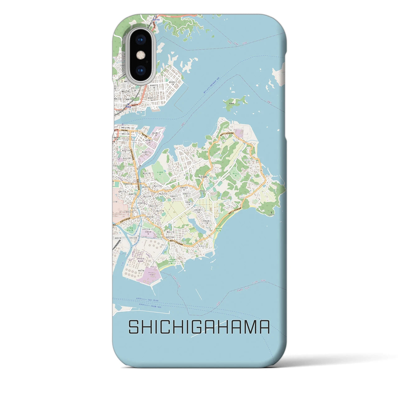 【七ヶ浜】地図柄iPhoneケース（バックカバータイプ・ナチュラル）iPhone XS Max 用