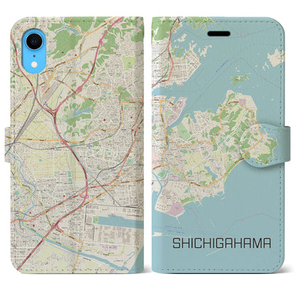 【七ヶ浜（宮城県）】地図柄iPhoneケース（手帳タイプ）ナチュラル・iPhone XR 用