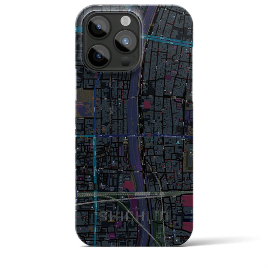 【七条】地図柄iPhoneケース（バックカバータイプ・ブラック）iPhone 15 Pro Max 用
