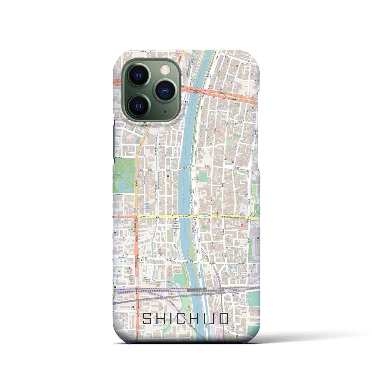 【七条】地図柄iPhoneケース（バックカバータイプ・ナチュラル）iPhone 11 Pro 用