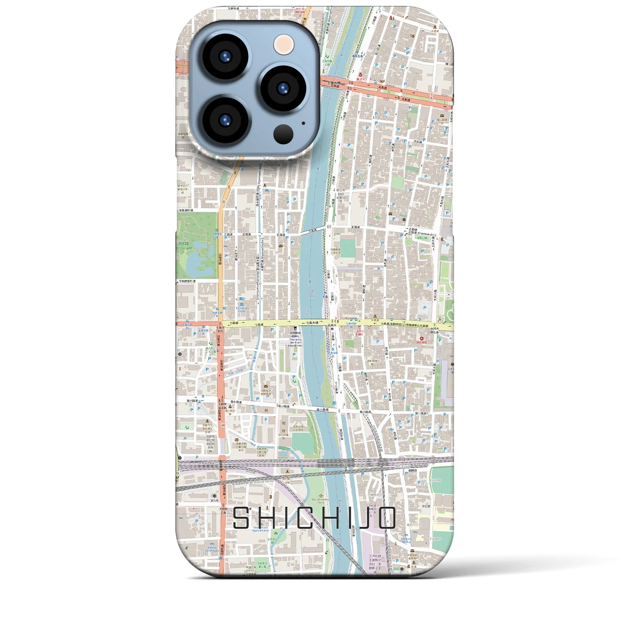 【七条】地図柄iPhoneケース（バックカバータイプ・ナチュラル）iPhone 13 Pro Max 用
