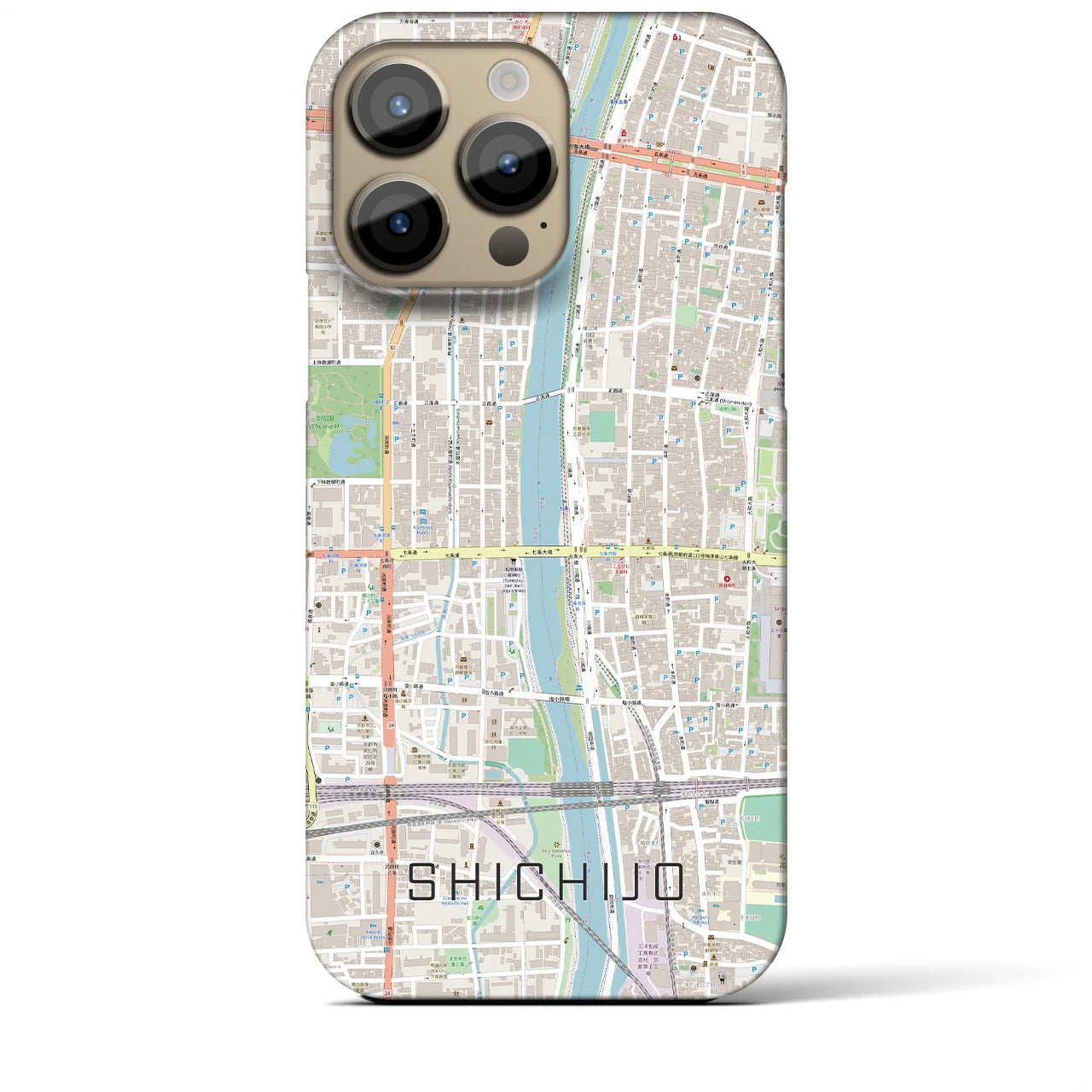 【七条】地図柄iPhoneケース（バックカバータイプ・ナチュラル）iPhone 14 Pro Max 用