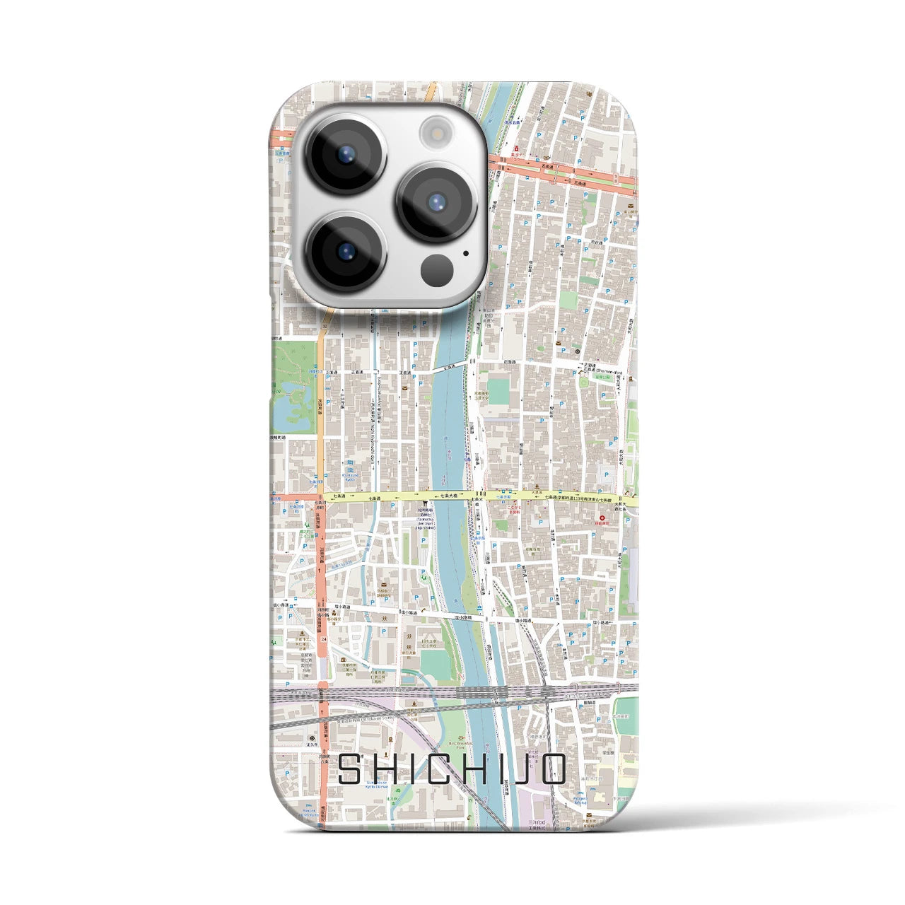 【七条】地図柄iPhoneケース（バックカバータイプ・ナチュラル）iPhone 14 Pro 用