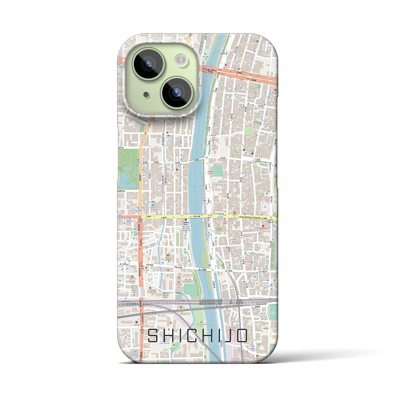 【七条】地図柄iPhoneケース（バックカバータイプ・ナチュラル）iPhone 15 用