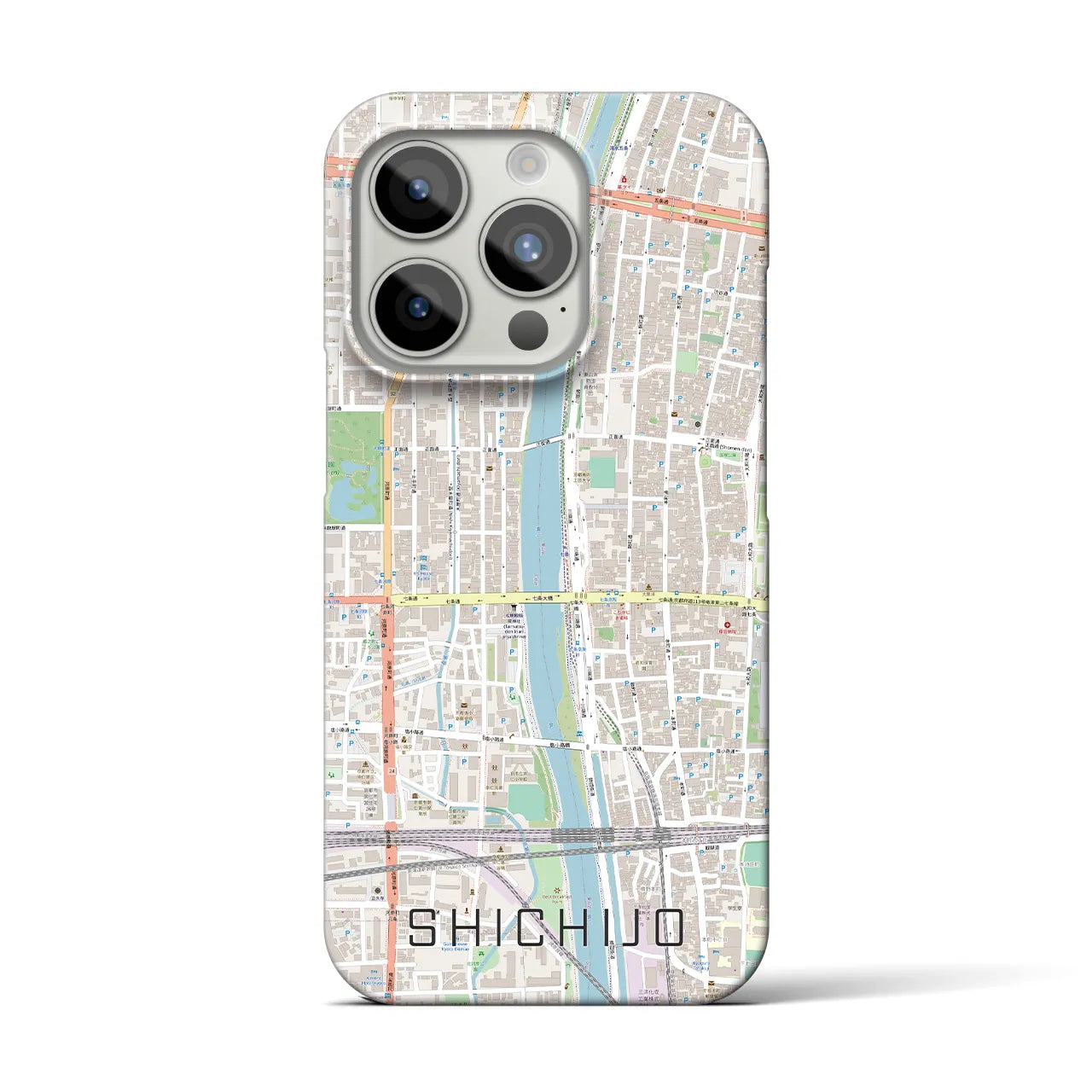 【七条】地図柄iPhoneケース（バックカバータイプ・ナチュラル）iPhone 15 Pro 用