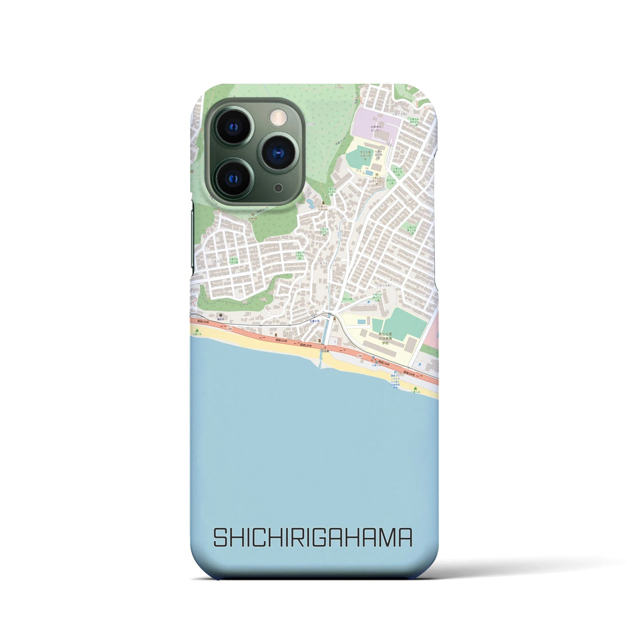 【七里ヶ浜】地図柄iPhoneケース（バックカバータイプ・ナチュラル）iPhone 11 Pro 用