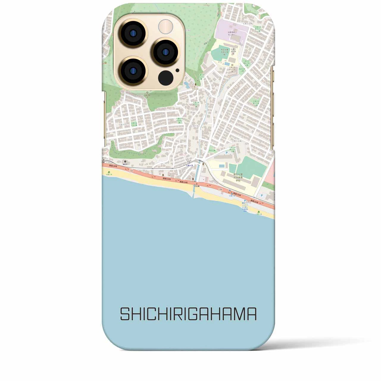 【七里ヶ浜】地図柄iPhoneケース（バックカバータイプ・ナチュラル）iPhone 12 Pro Max 用