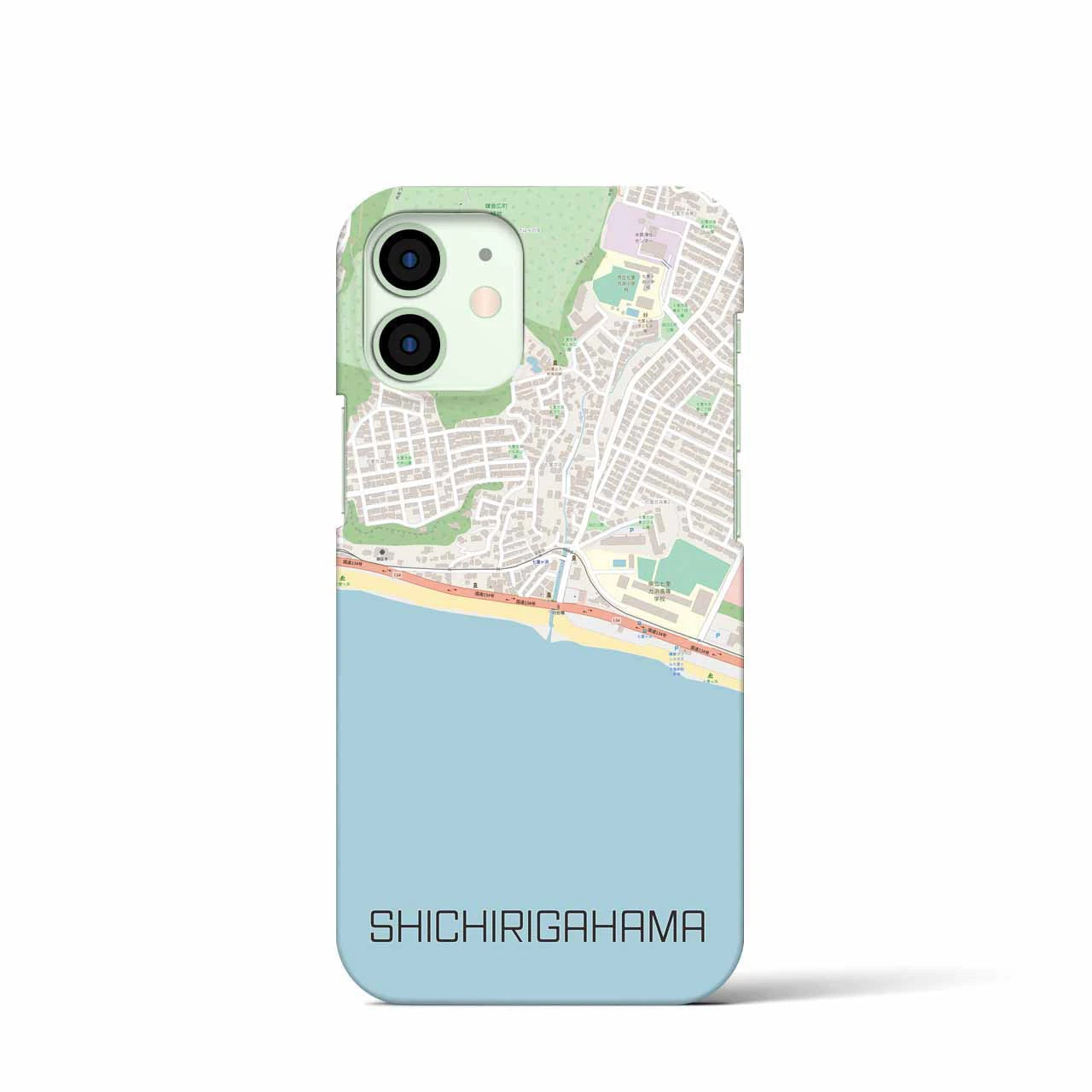 【七里ヶ浜】地図柄iPhoneケース（バックカバータイプ・ナチュラル）iPhone 12 mini 用