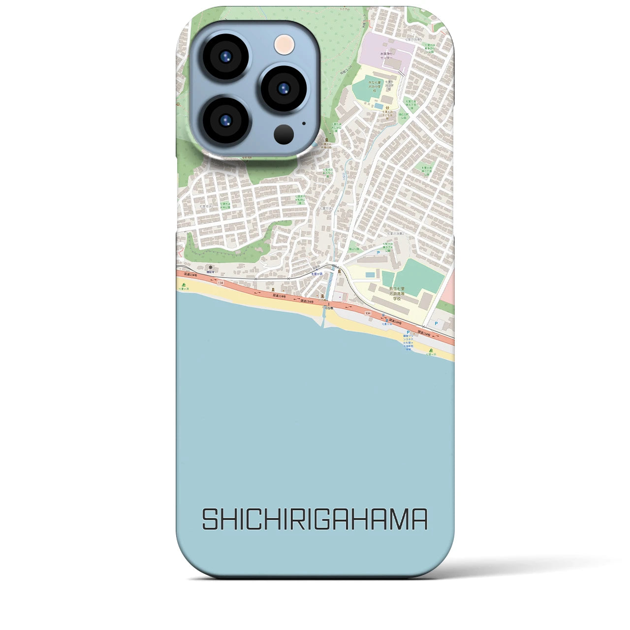 【七里ヶ浜】地図柄iPhoneケース（バックカバータイプ・ナチュラル）iPhone 13 Pro Max 用