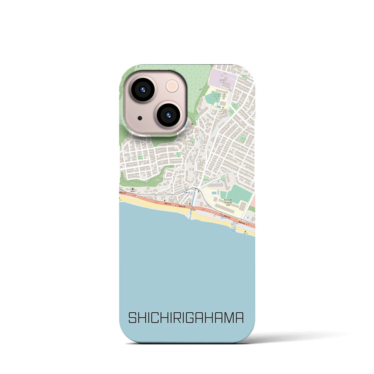 【七里ヶ浜】地図柄iPhoneケース（バックカバータイプ・ナチュラル）iPhone 13 mini 用