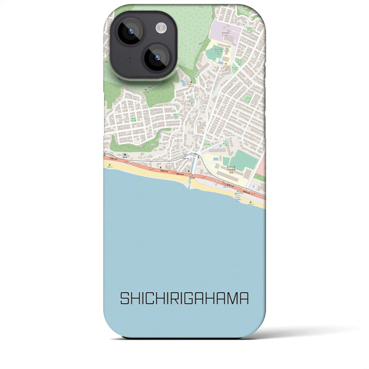 【七里ヶ浜】地図柄iPhoneケース（バックカバータイプ・ナチュラル）iPhone 14 Plus 用