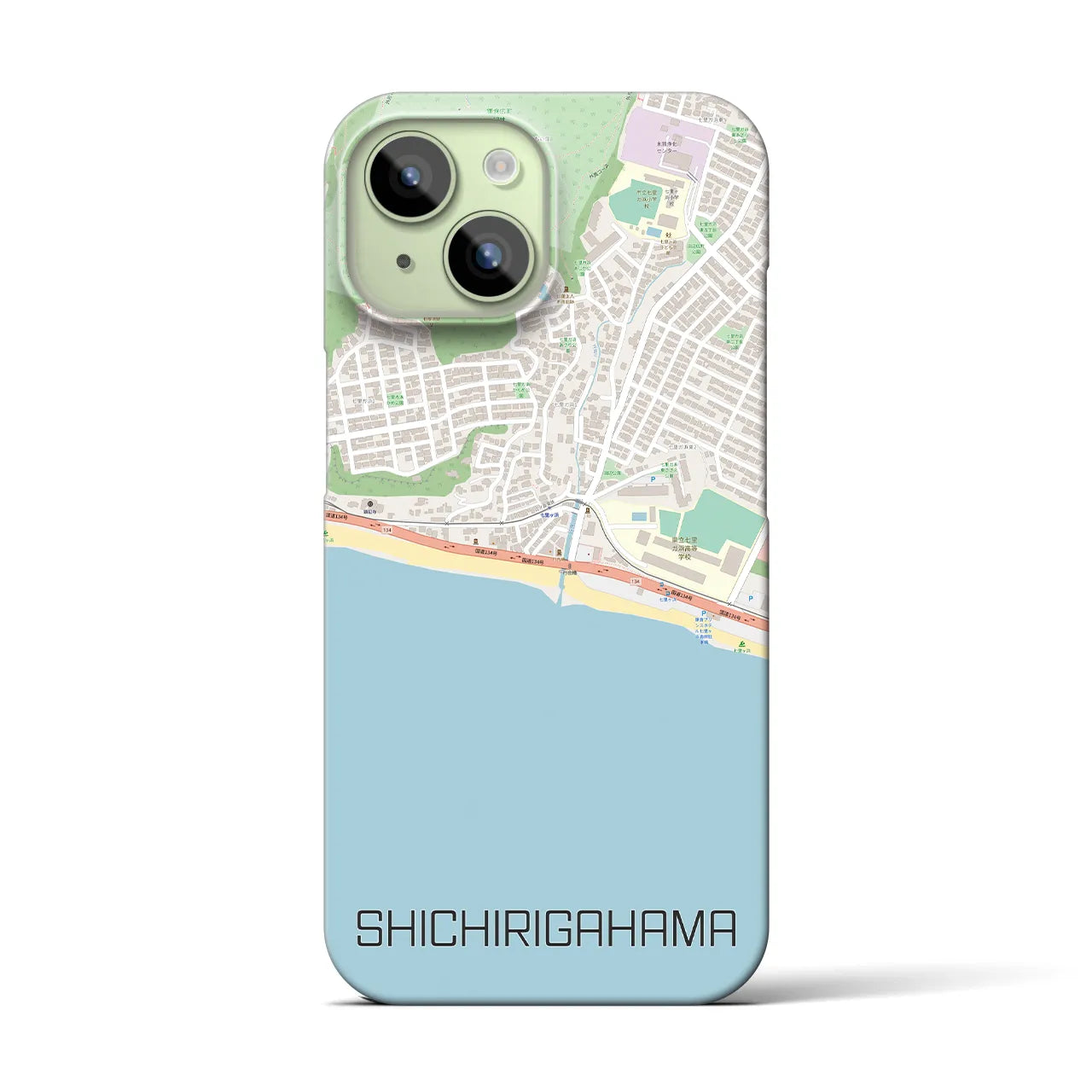 【七里ヶ浜】地図柄iPhoneケース（バックカバータイプ・ナチュラル）iPhone 15 用