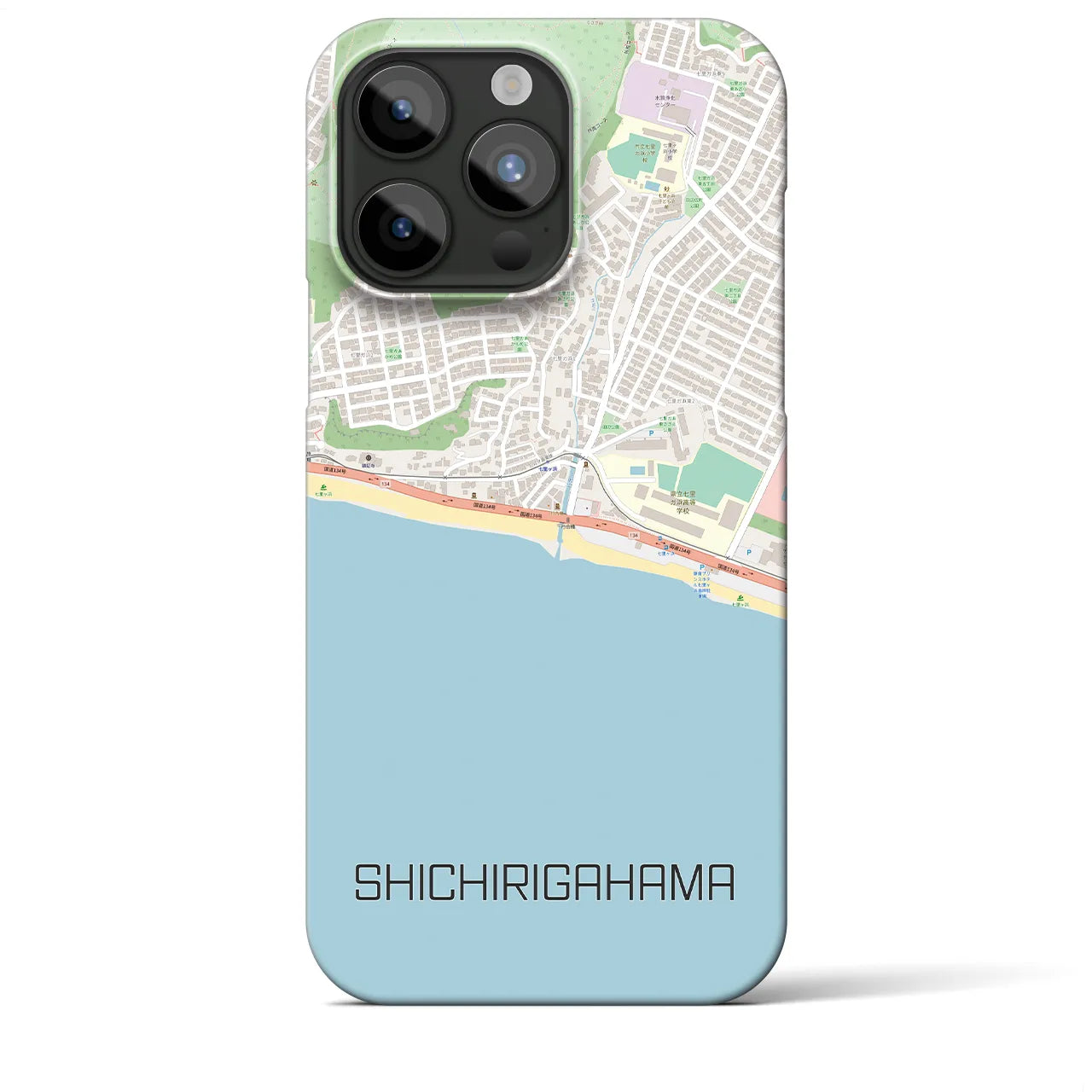 【七里ヶ浜】地図柄iPhoneケース（バックカバータイプ・ナチュラル）iPhone 15 Pro Max 用
