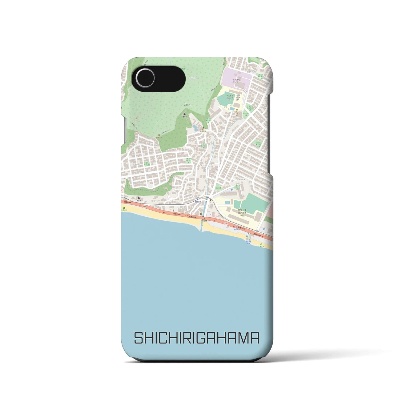 【七里ヶ浜】地図柄iPhoneケース（バックカバータイプ・ナチュラル）iPhone SE（第3 / 第2世代） / 8 / 7 / 6s / 6 用