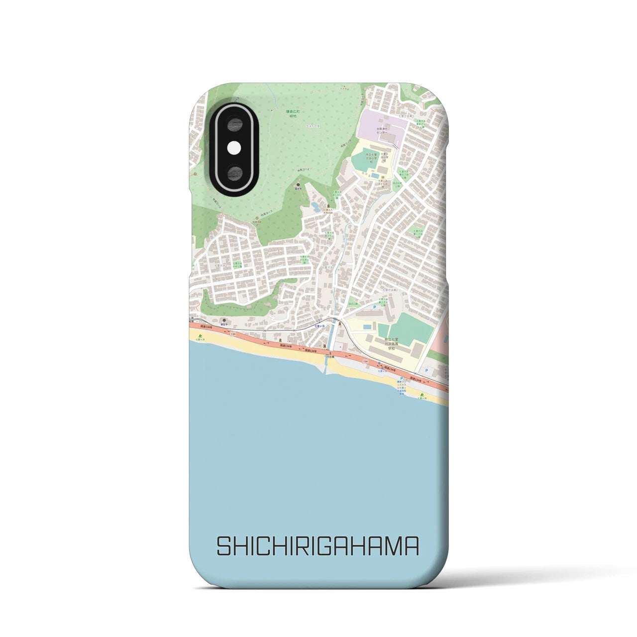 【七里ヶ浜】地図柄iPhoneケース（バックカバータイプ・ナチュラル）iPhone XS / X 用