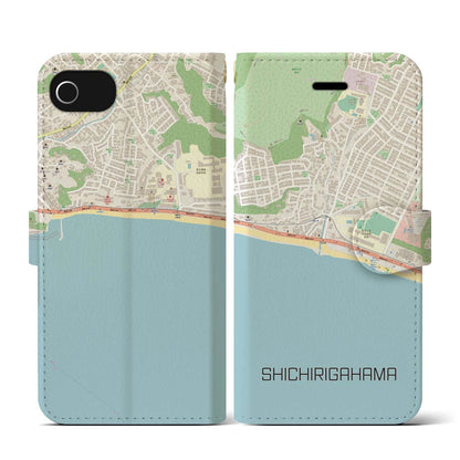 【七里ヶ浜（神奈川県）】地図柄iPhoneケース（手帳タイプ）ナチュラル・iPhone SE（第3 / 第2世代） / 8 / 7 / 6s / 6 用