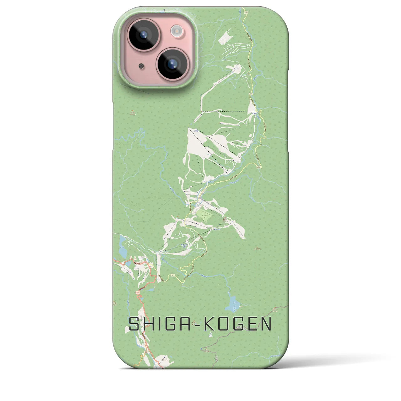 【志賀高原】地図柄iPhoneケース（バックカバータイプ・ナチュラル）iPhone 15 Plus 用