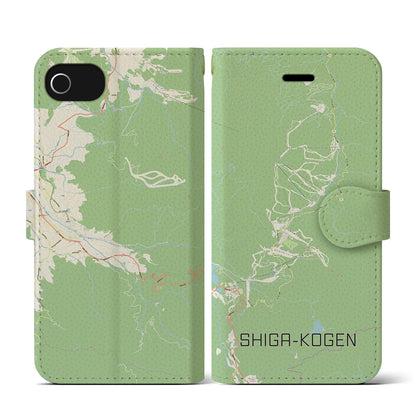 【志賀高原（長野県）】地図柄iPhoneケース（手帳タイプ）ナチュラル・iPhone SE（第3 / 第2世代） / 8 / 7 / 6s / 6 用