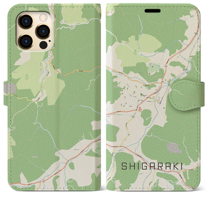 【信楽（滋賀県）】地図柄iPhoneケース（手帳タイプ）ナチュラル・iPhone 12 Pro Max 用