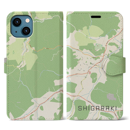 【信楽（滋賀県）】地図柄iPhoneケース（手帳タイプ）ナチュラル・iPhone 13 用
