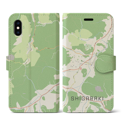 【信楽（滋賀県）】地図柄iPhoneケース（手帳タイプ）ナチュラル・iPhone XS / X 用