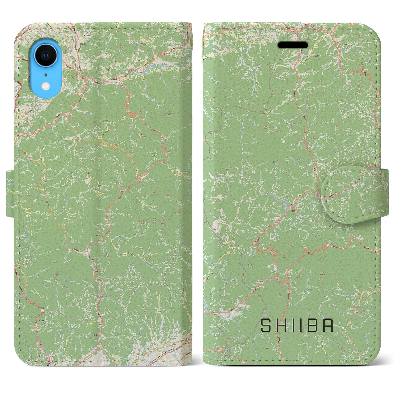 【椎葉】地図柄iPhoneケース（手帳両面タイプ・ナチュラル）iPhone XR 用