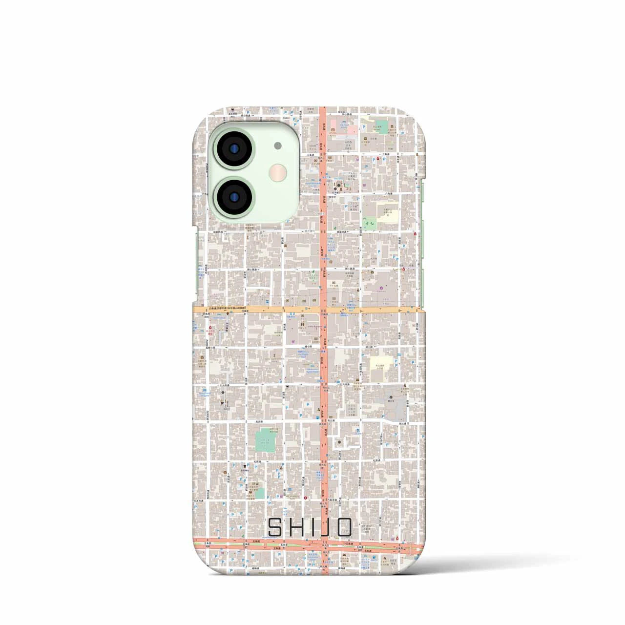 【四条】地図柄iPhoneケース（バックカバータイプ・ナチュラル）iPhone 12 mini 用