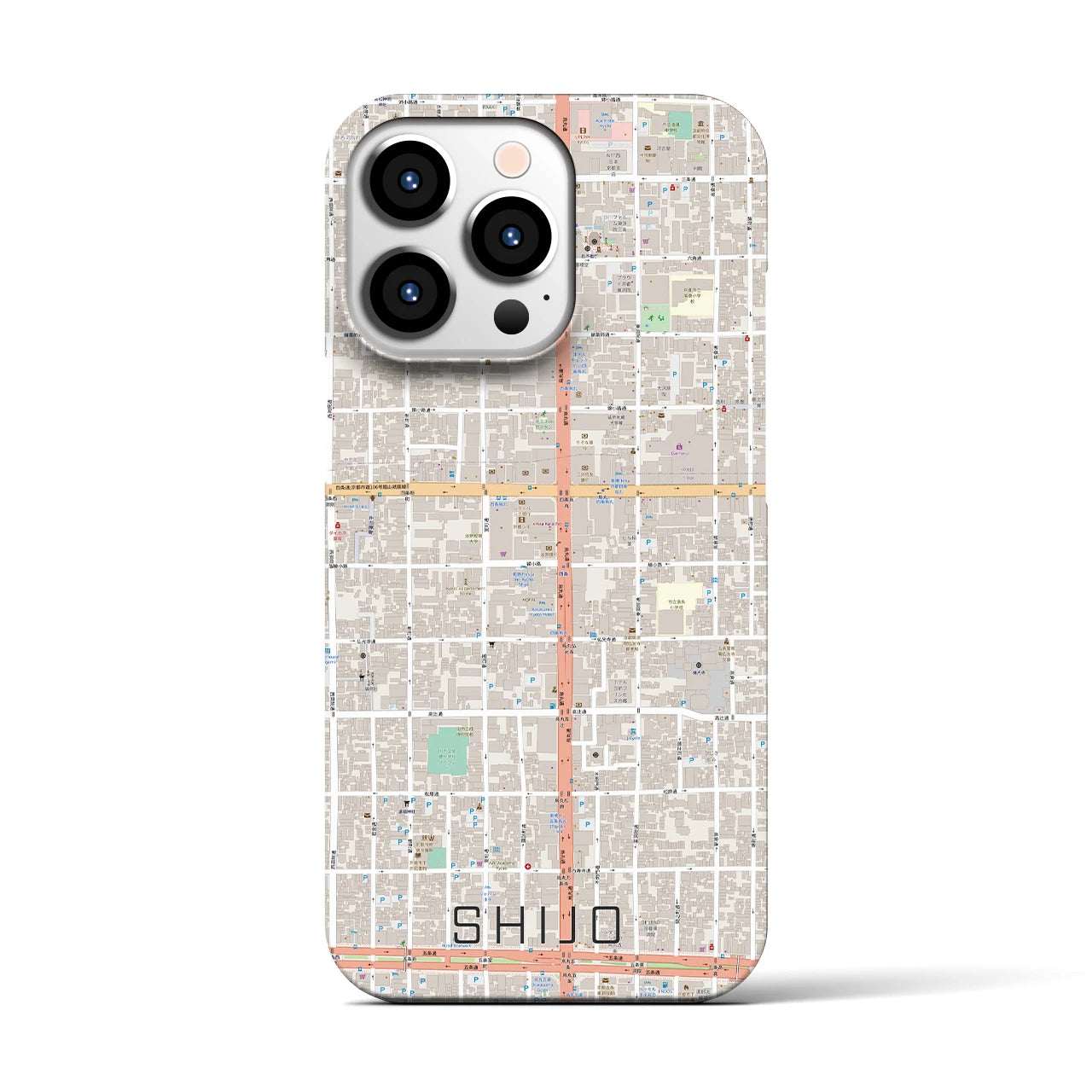 【四条】地図柄iPhoneケース（バックカバータイプ・ナチュラル）iPhone 13 Pro 用