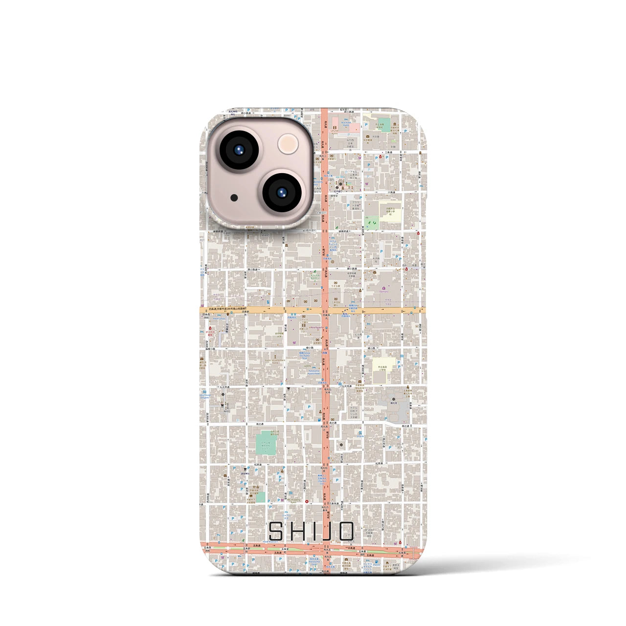 【四条】地図柄iPhoneケース（バックカバータイプ・ナチュラル）iPhone 13 mini 用