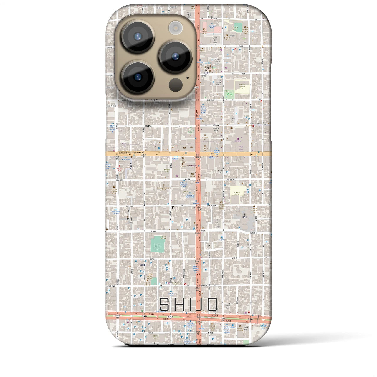 【四条】地図柄iPhoneケース（バックカバータイプ・ナチュラル）iPhone 14 Pro Max 用
