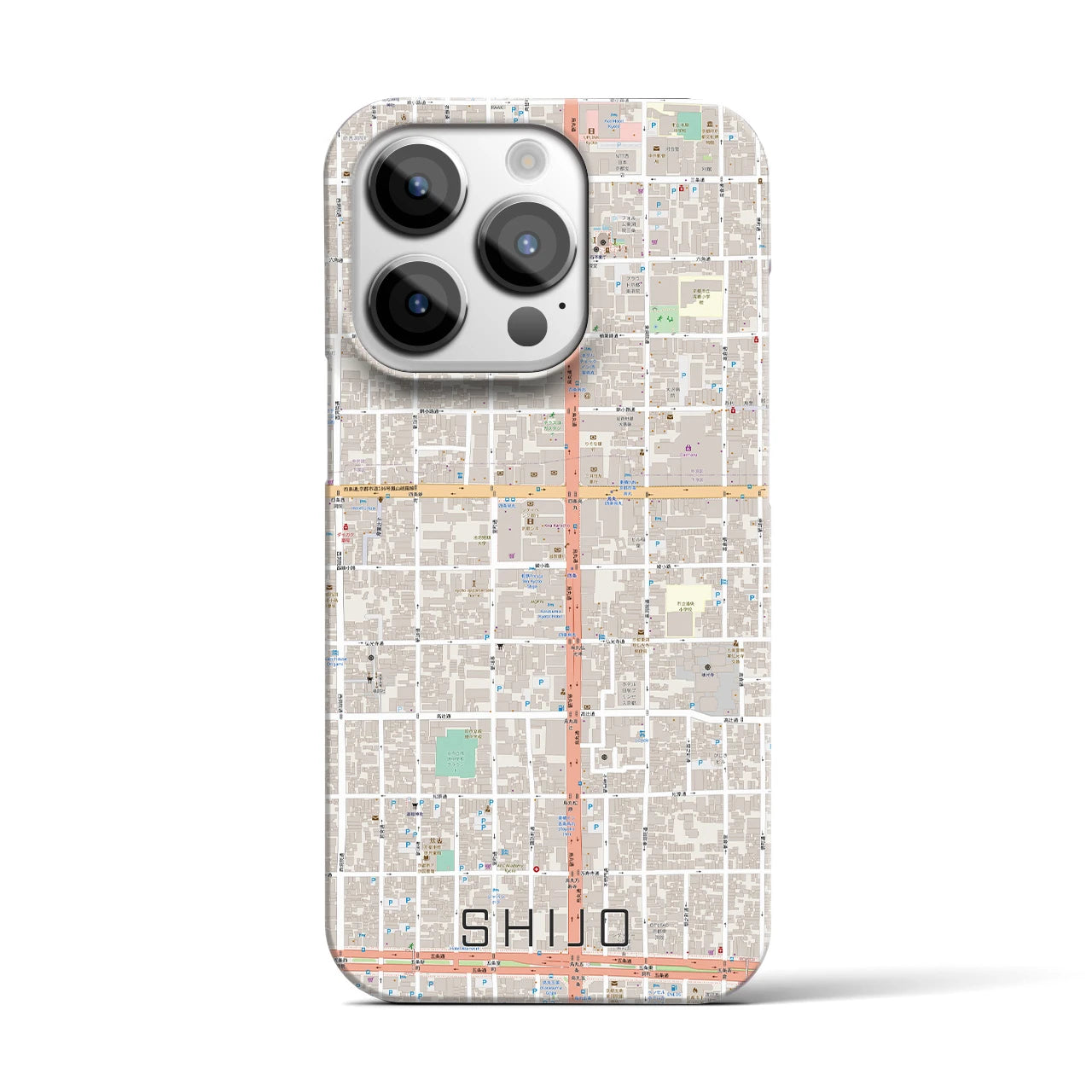 【四条】地図柄iPhoneケース（バックカバータイプ・ナチュラル）iPhone 14 Pro 用