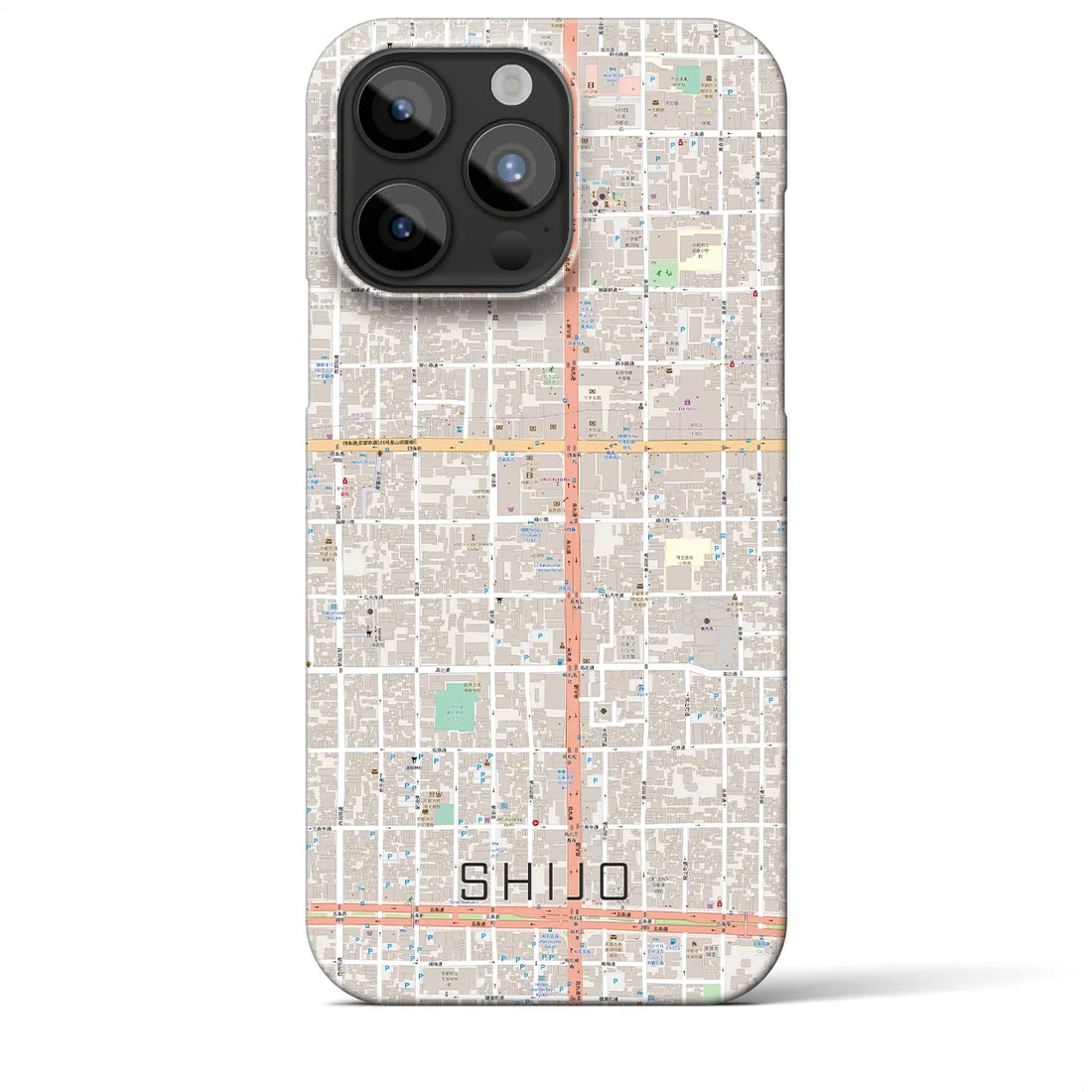 【四条】地図柄iPhoneケース（バックカバータイプ・ナチュラル）iPhone 15 Pro Max 用