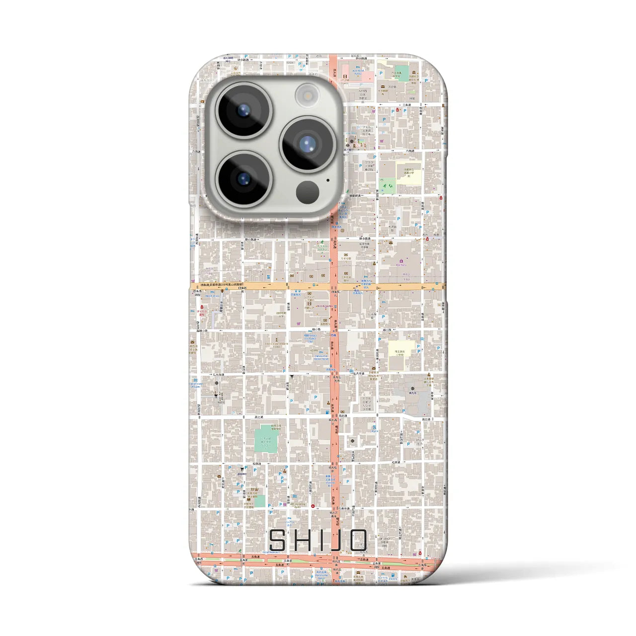 【四条】地図柄iPhoneケース（バックカバータイプ・ナチュラル）iPhone 15 Pro 用