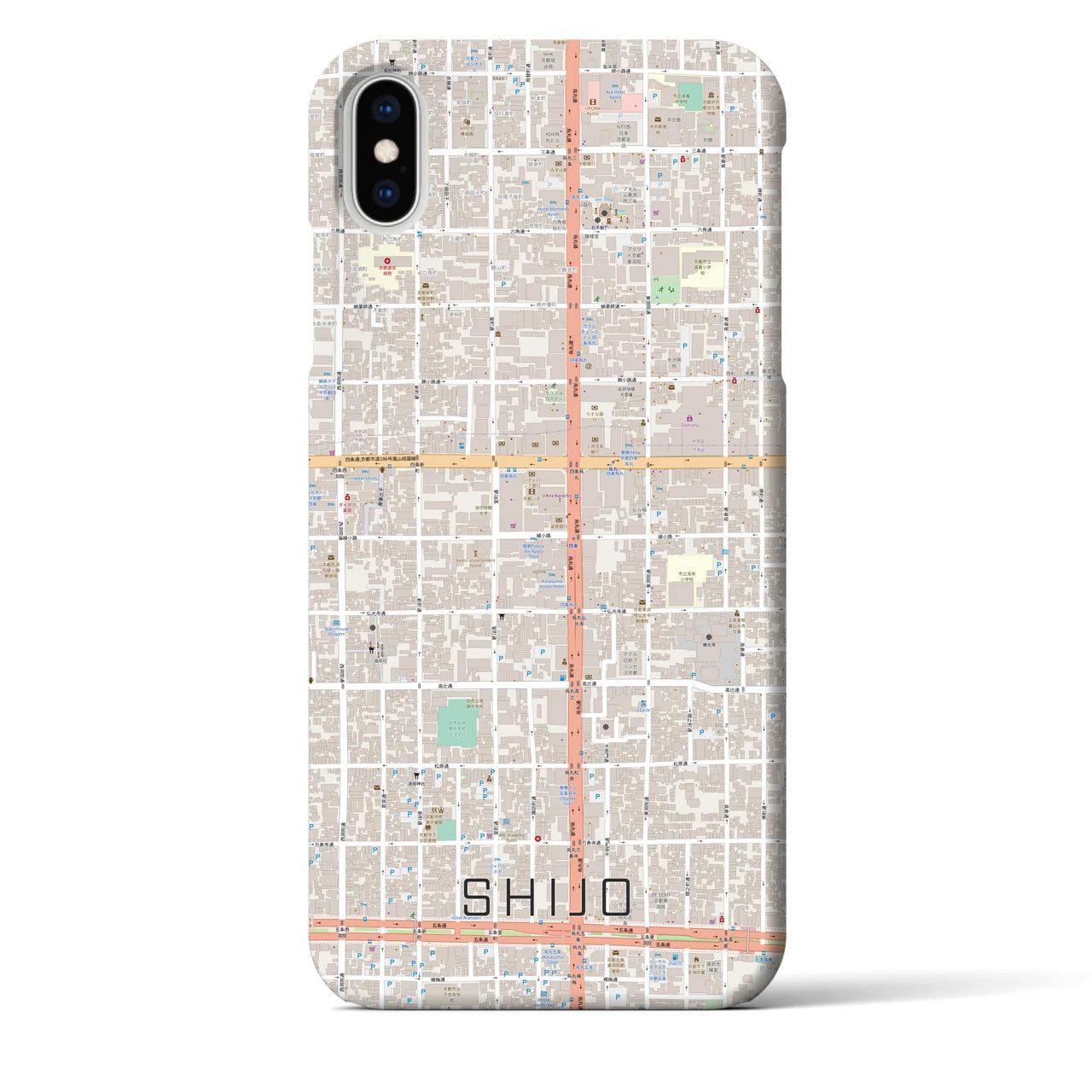 【四条】地図柄iPhoneケース（バックカバータイプ・ナチュラル）iPhone XS Max 用