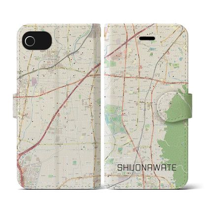 【四条畷（大阪府）】地図柄iPhoneケース（手帳タイプ）ナチュラル・iPhone SE（第3 / 第2世代） / 8 / 7 / 6s / 6 用