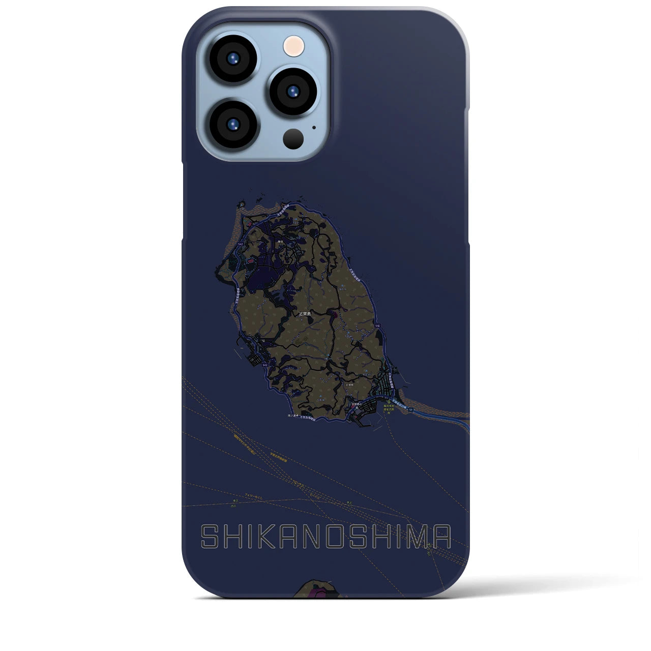 【志賀島】地図柄iPhoneケース（バックカバータイプ・ブラック）iPhone 13 Pro Max 用
