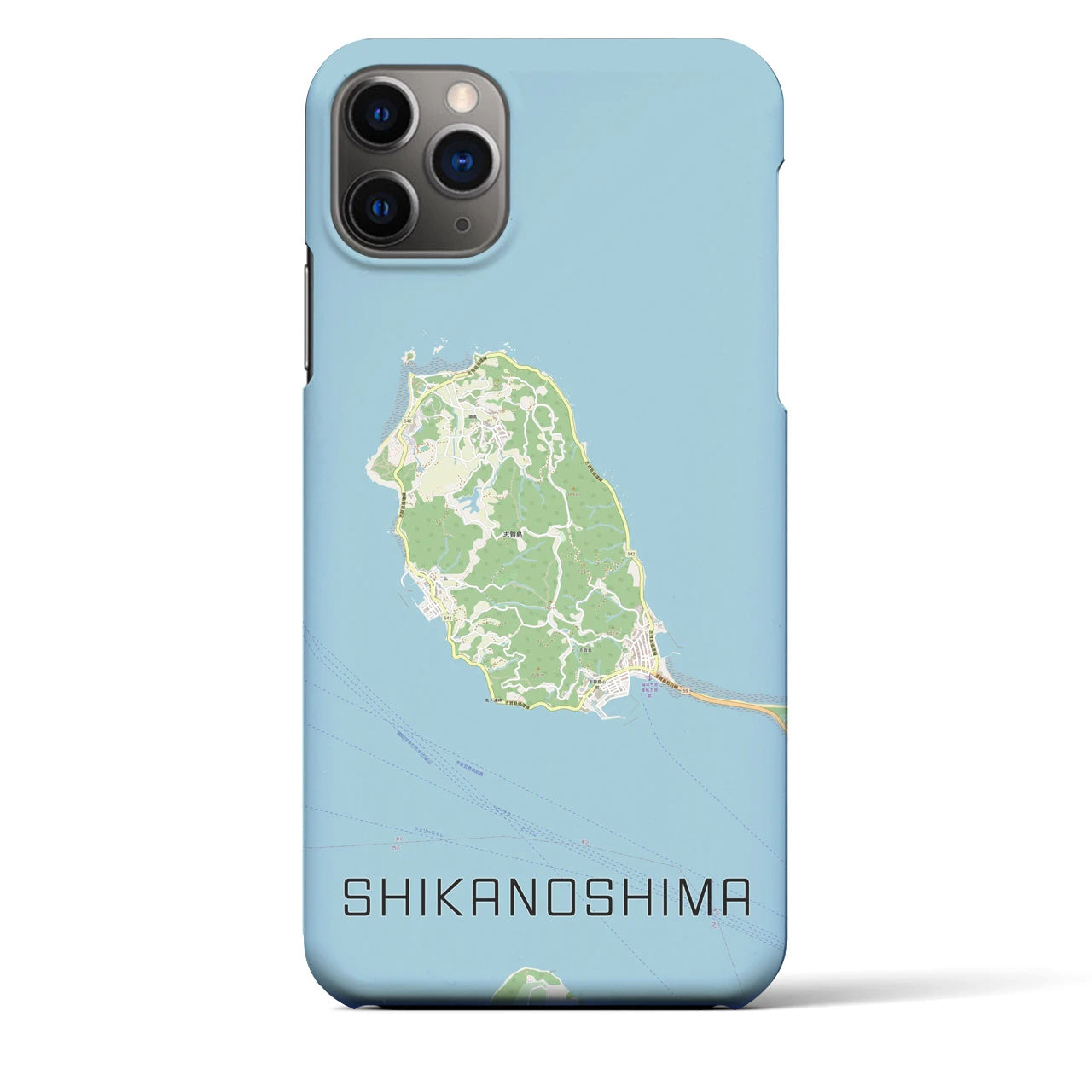【志賀島】地図柄iPhoneケース（バックカバータイプ・ナチュラル）iPhone 11 Pro Max 用