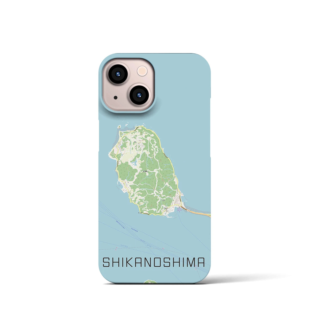 【志賀島】地図柄iPhoneケース（バックカバータイプ・ナチュラル）iPhone 13 mini 用