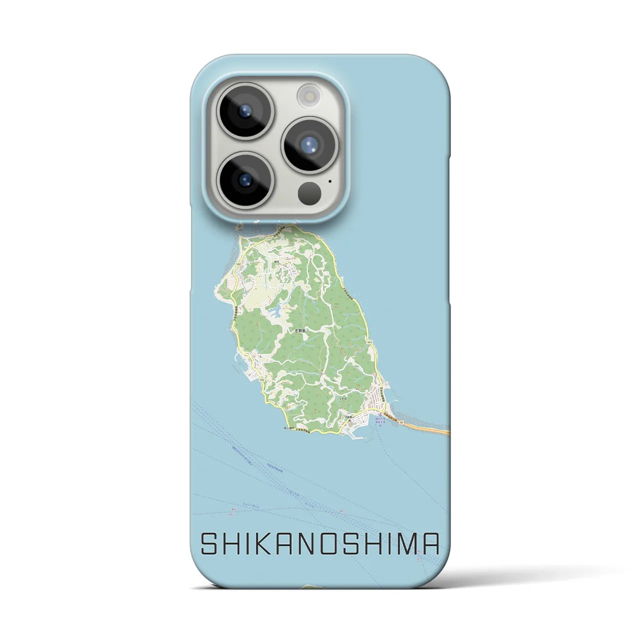 【志賀島】地図柄iPhoneケース（バックカバータイプ・ナチュラル）iPhone 15 Pro 用