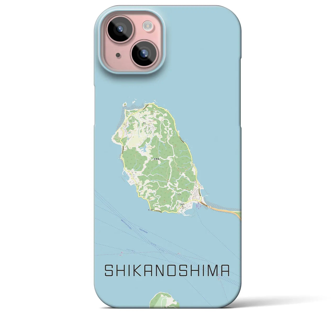 【志賀島】地図柄iPhoneケース（バックカバータイプ・ナチュラル）iPhone 15 Plus 用
