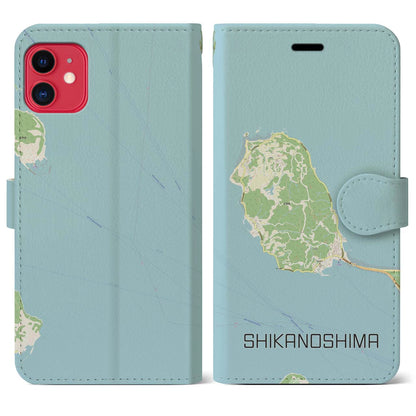 【志賀島（福岡県）】地図柄iPhoneケース（手帳タイプ）ナチュラル・iPhone 11 用