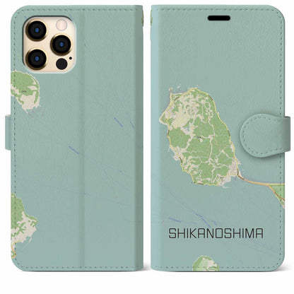 【志賀島（福岡県）】地図柄iPhoneケース（手帳タイプ）ナチュラル・iPhone 12 Pro Max 用