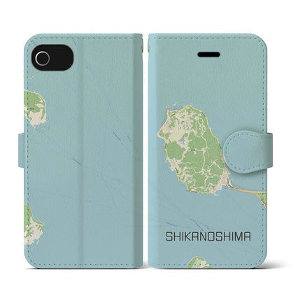 【志賀島（福岡県）】地図柄iPhoneケース（手帳タイプ）ナチュラル・iPhone SE（第3 / 第2世代） / 8 / 7 / 6s / 6 用