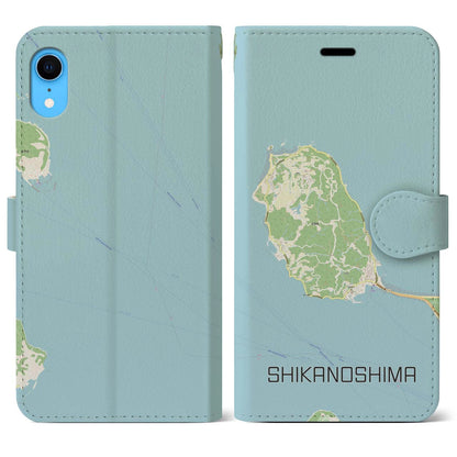 【志賀島（福岡県）】地図柄iPhoneケース（手帳タイプ）ナチュラル・iPhone XR 用
