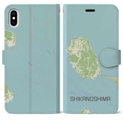 【志賀島（福岡県）】地図柄iPhoneケース（手帳タイプ）ナチュラル・iPhone XS Max 用