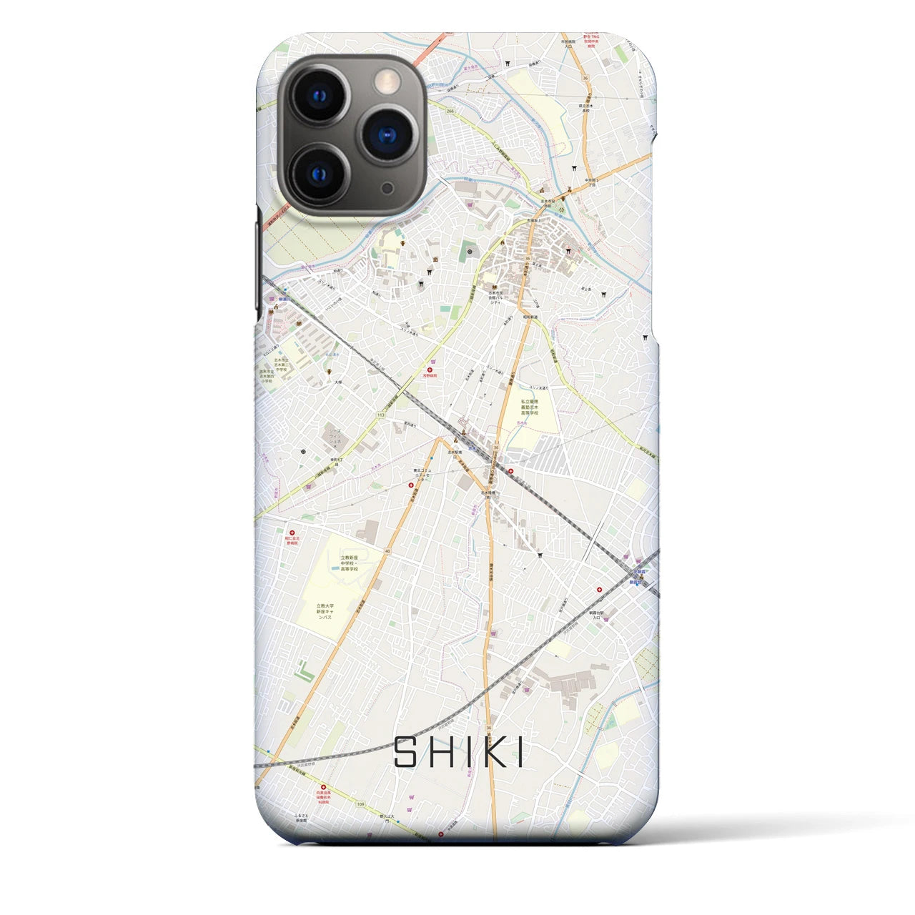 【志木】地図柄iPhoneケース（バックカバータイプ・ナチュラル）iPhone 11 Pro Max 用