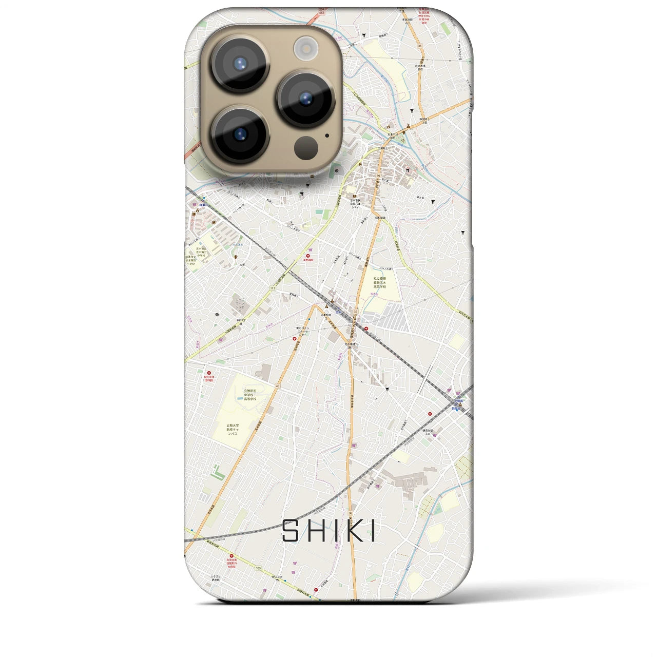 【志木】地図柄iPhoneケース（バックカバータイプ・ナチュラル）iPhone 14 Pro Max 用