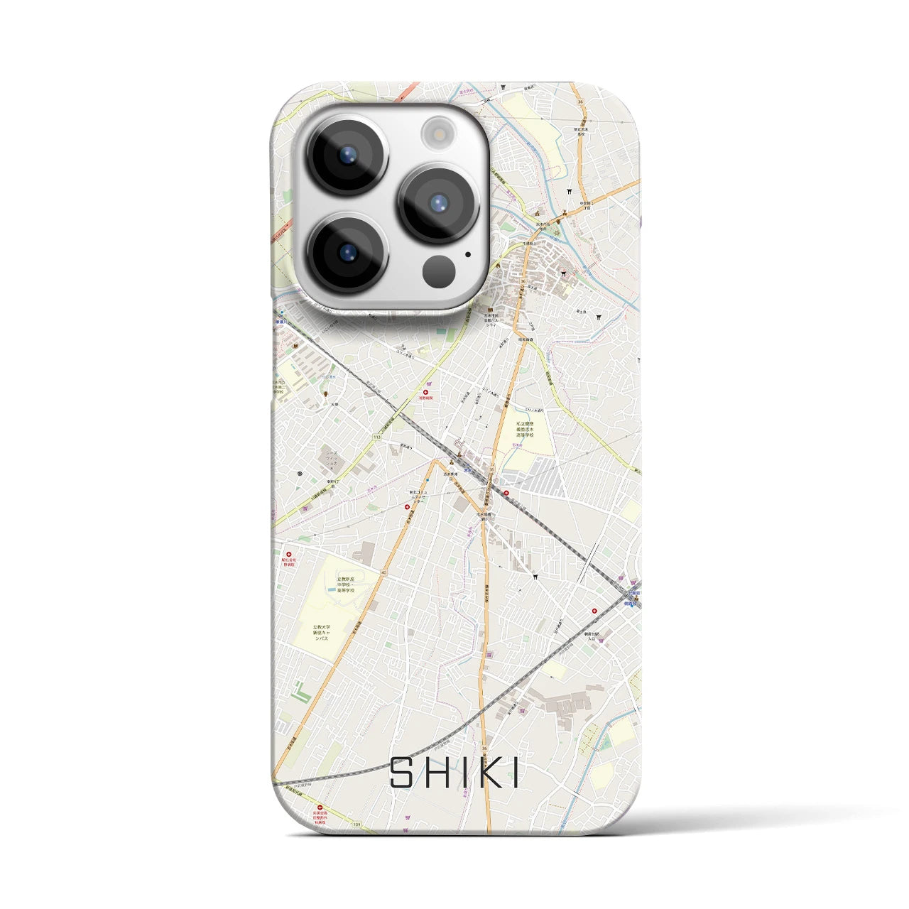【志木】地図柄iPhoneケース（バックカバータイプ・ナチュラル）iPhone 14 Pro 用