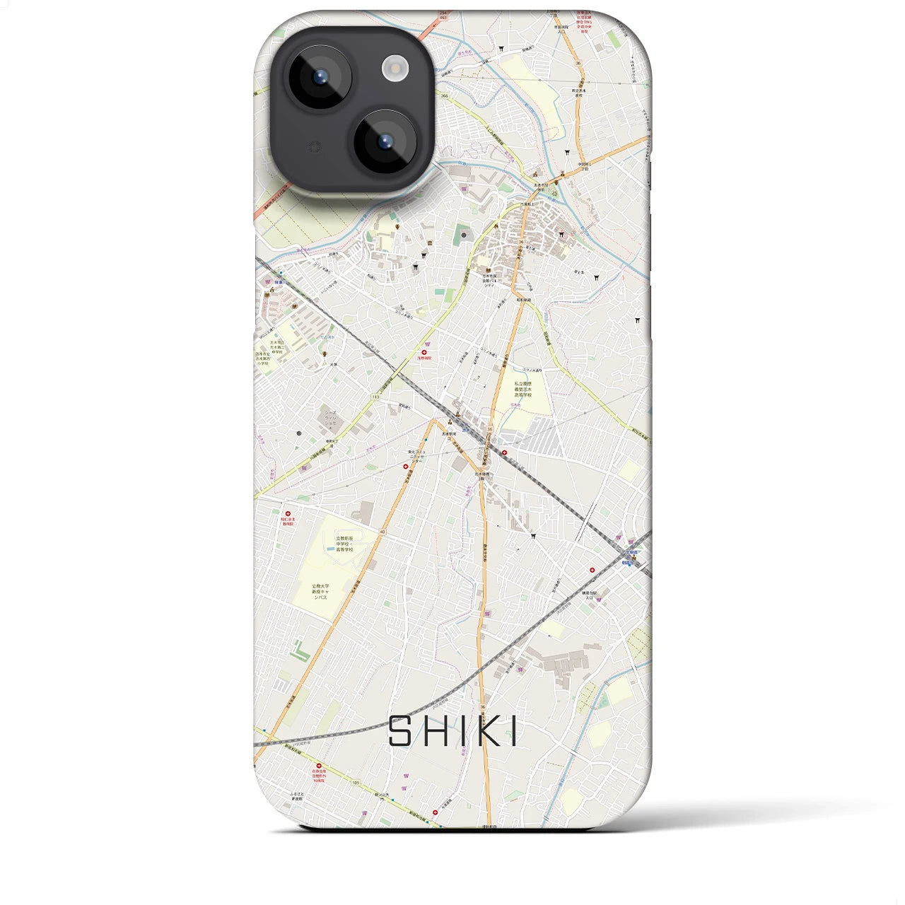 【志木】地図柄iPhoneケース（バックカバータイプ・ナチュラル）iPhone 14 Plus 用